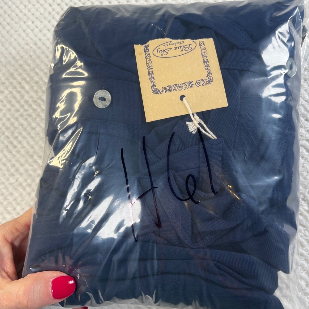 New Blue Sky Clothing Co Womens 2X Navy Bamboo Lycra Button Front Nelly Dress - Picture 7 of 7